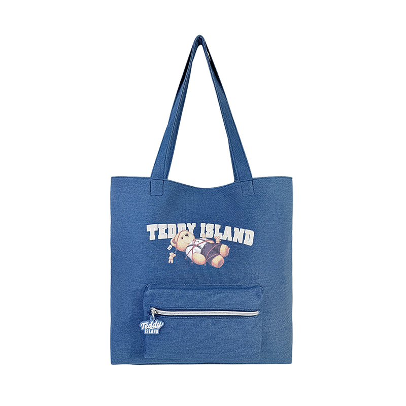 Borsa tote di grande capacità in denim resistente Teddy Island