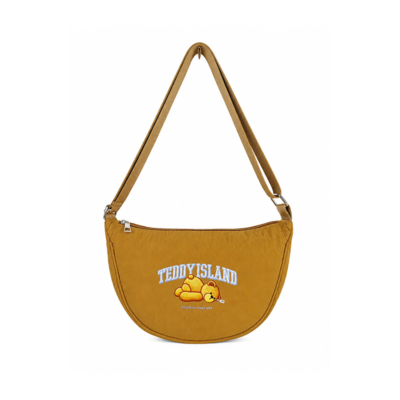 Borsa a tracolla a mezzaluna lavata con orsetto carino Teddy Island