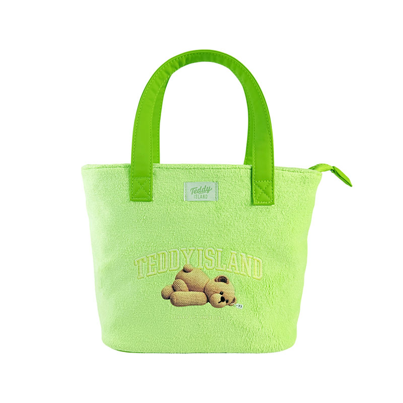 Borsa tote a mano in morbida spugna verde avocado