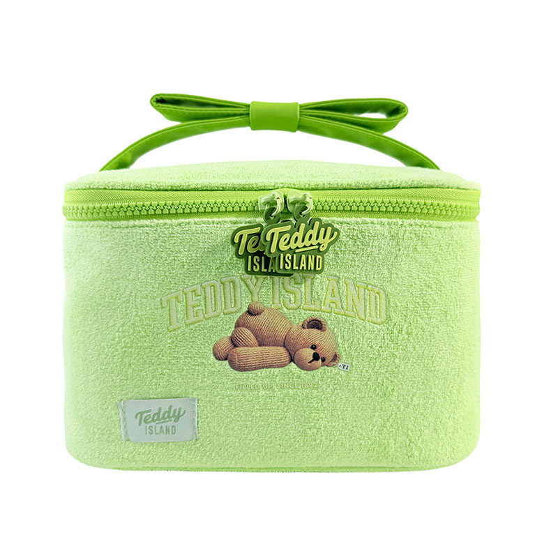 Borsa per cosmetici da viaggio Teddy in spugna verde avocado
